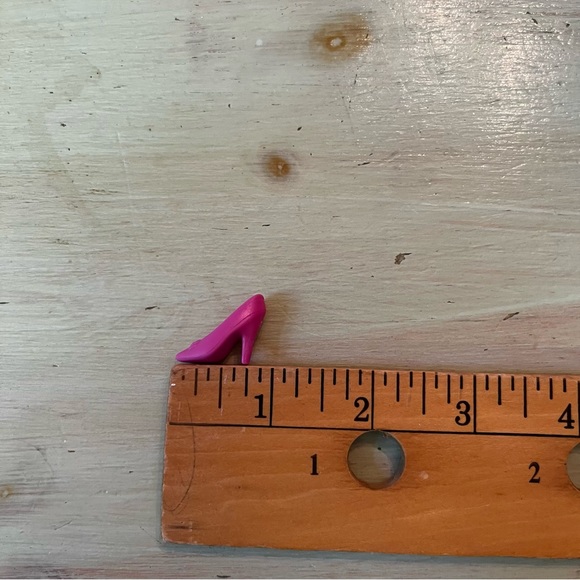 Vintage Barbie Fashion Doll Shoes Bow Tie High Heel Pumps Plum Pink 1980s-90s - Picture 4 of 5